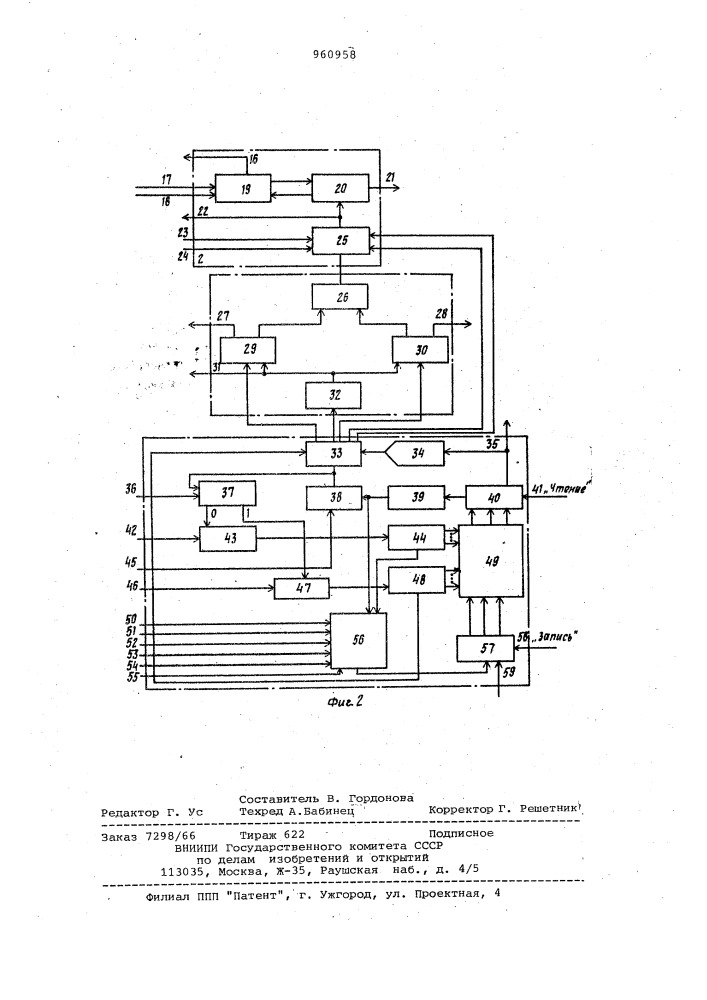 Устройство для контроля блоков памяти (патент 960958)