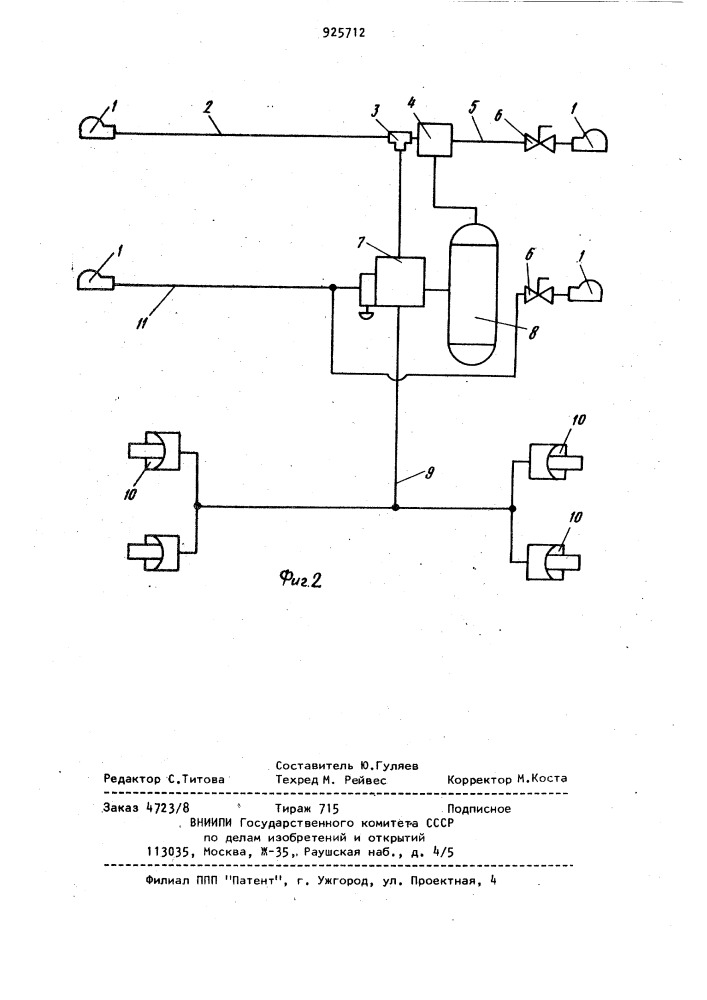 Пневматический привод тормозов прицепа (патент 925712)