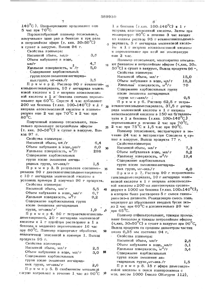 Способ получения полимерных носителей протеинов (патент 589930)