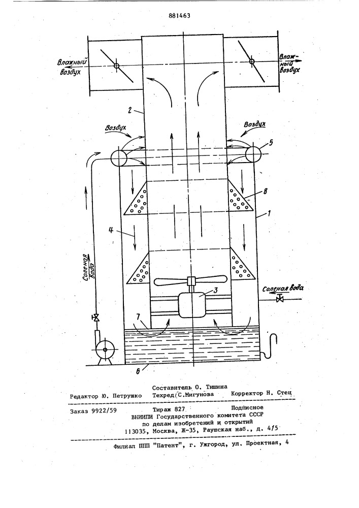Устройство для увлажнения воздуха (патент 881463)