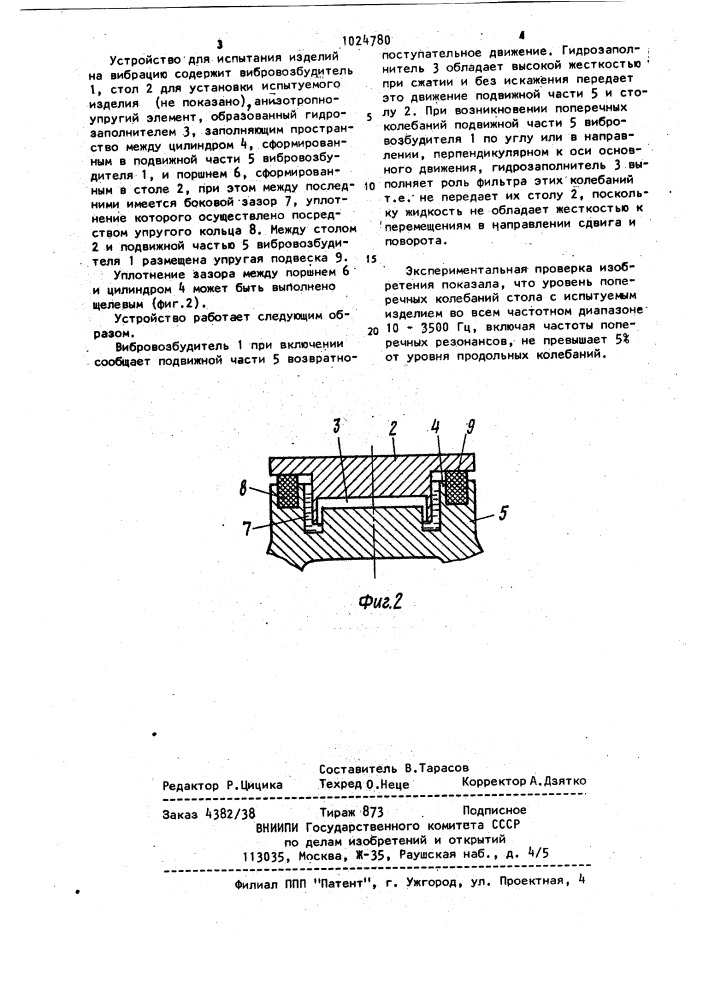 Устройство для испытания изделий на вибрацию (патент 1024780)