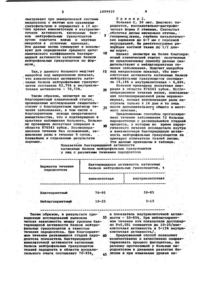 Способ прогнозирования исхода хирургического лечения пародонтоза (патент 1009429)