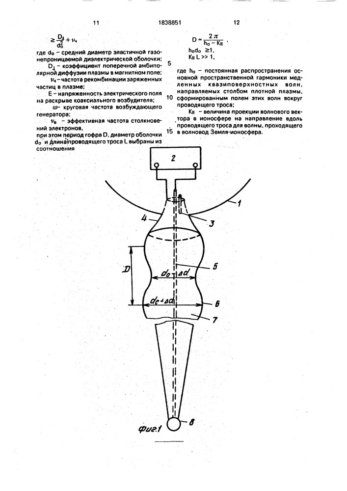 Низкочастотная антенна космических аппаратов (патент 1838851)