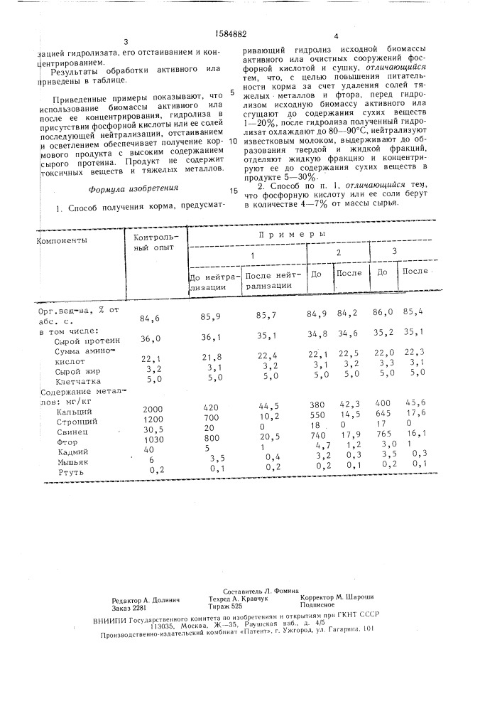 Способ получения корма (патент 1584882)