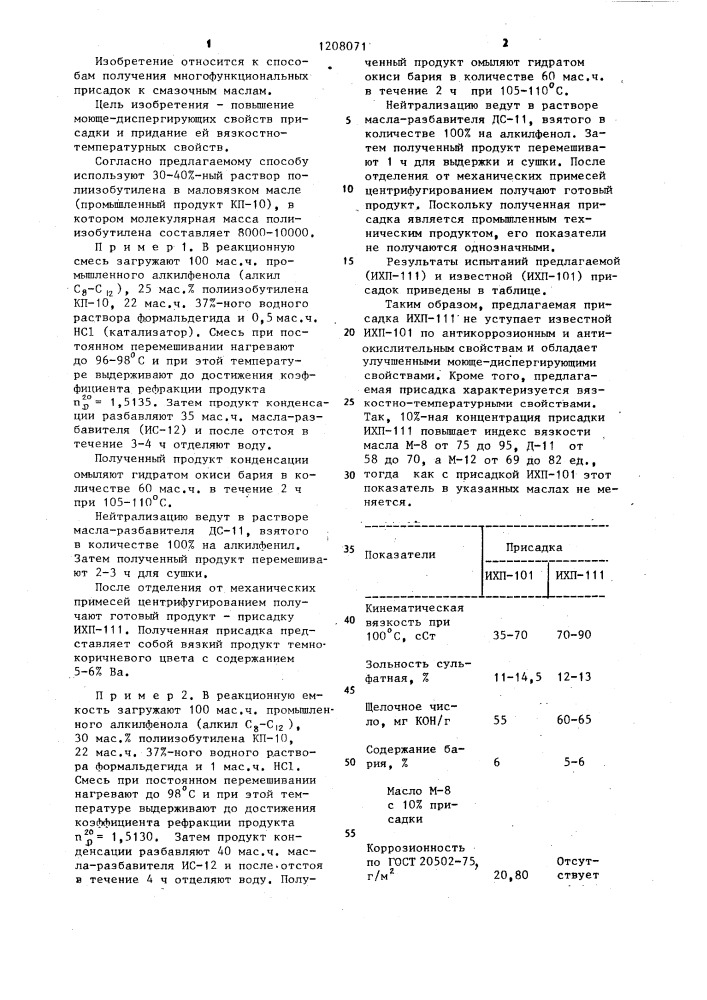 Способ получения многофункциональной присадки к смазочным маслам (патент 1208071)