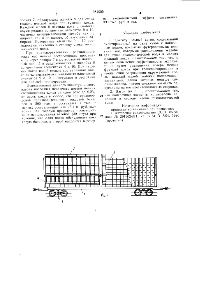 Коксотушильный вагон (патент 981055)