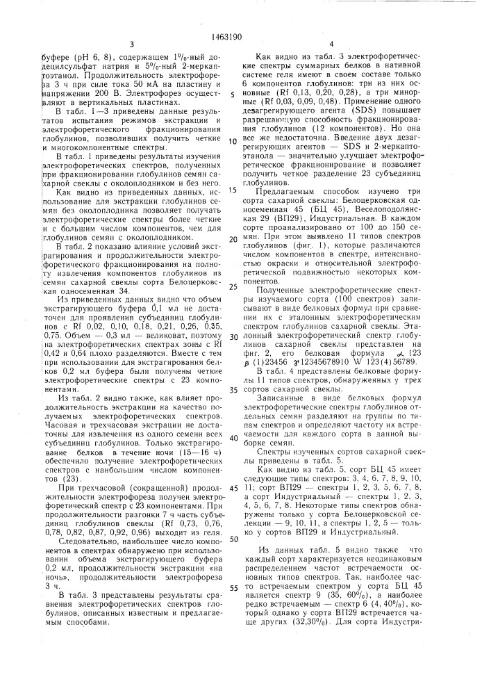 Способ идентификации сортов сахарной свеклы (патент 1463190)