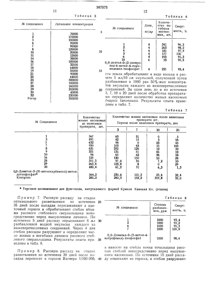 Сссропубликовано 23.1.197,3. бюллетень n&deg; 8 дата опубликования описания 26.vi. 1973удк 632.951(088.8) (патент 367575)