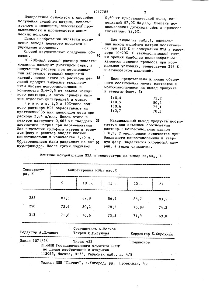 Способ получения сульфита натрия (патент 1217785)