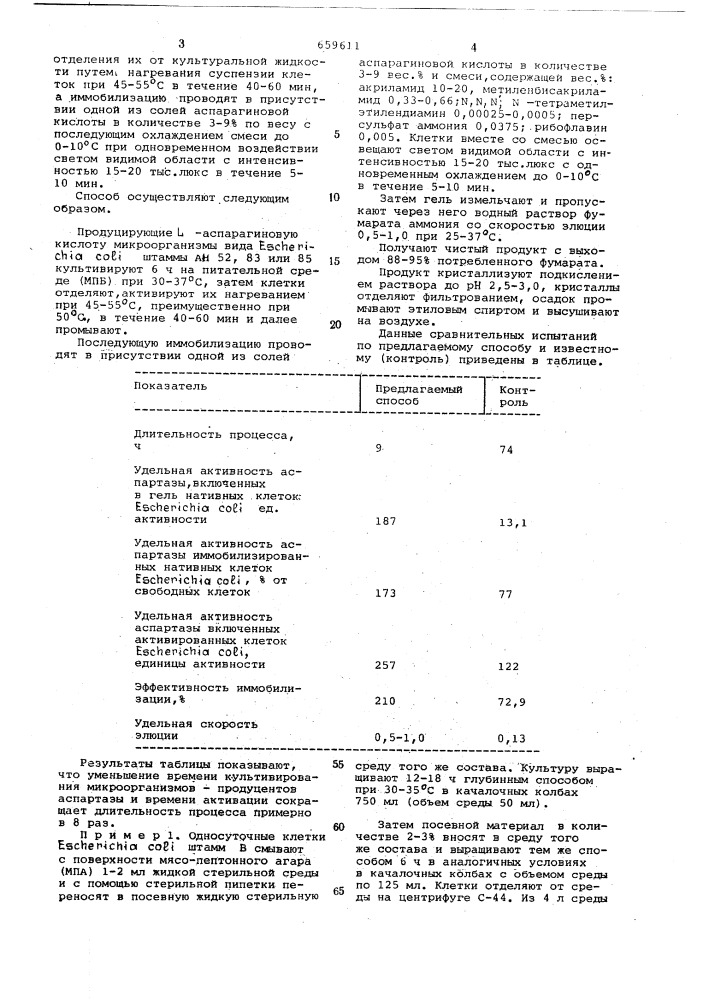 Способ получения -аспарагиновой кислоты (патент 659611)