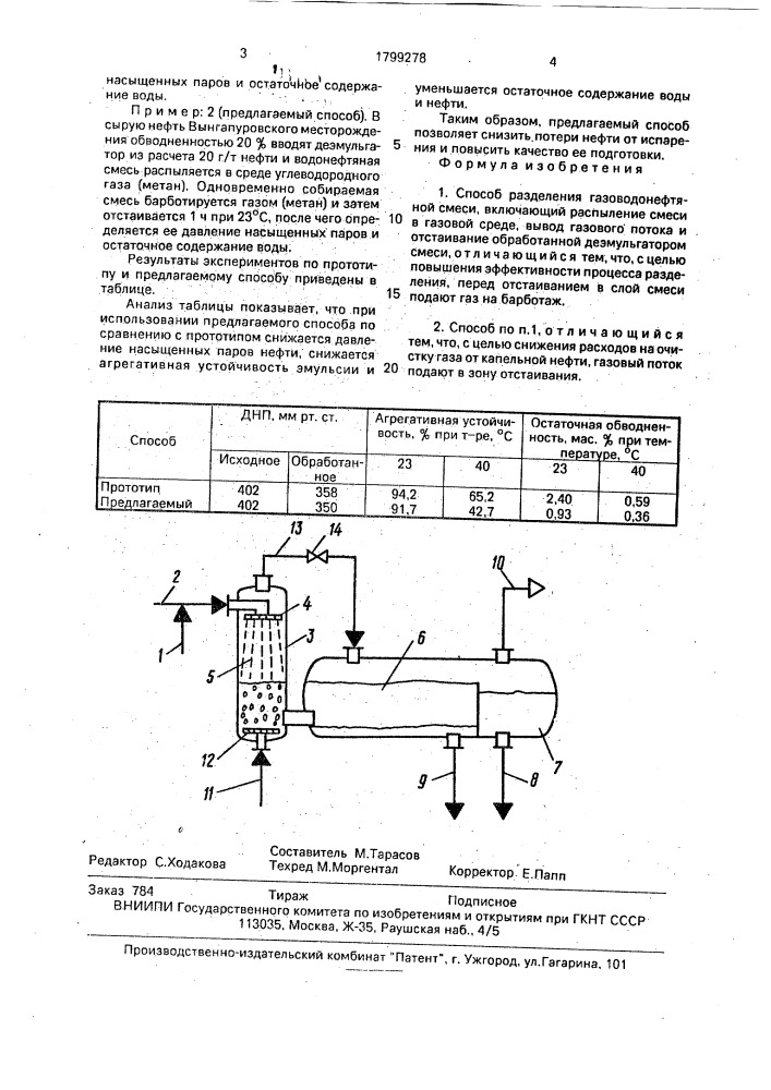 Способ разделения газоводонефтяной смеси (патент 1799278)