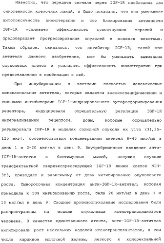 Комбинированная терапия негематологических злокачественных опухолей с использованием анти-igf-1r-антитела (патент 2342159)