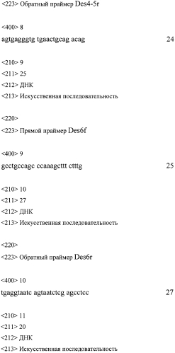 Набор синтетических олигонуклеотидов для определения нуклеотидной последовательности кодирующей части гена des и выявления мутаций, ассоциированных с десминовыми кардиомиопатиями (патент 2556832)