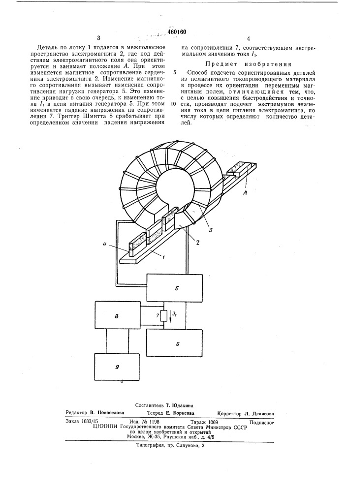 Способ подсчета сориентированных деталей (патент 460160)