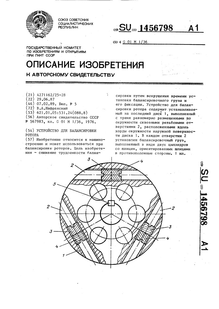 Устройство для балансировки ротора (патент 1456798)