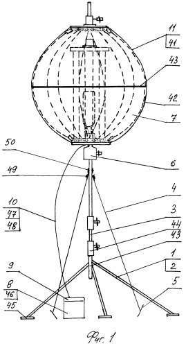 Установка осветительная &quot;шар световой-зонтик&quot; (патент 2365813)