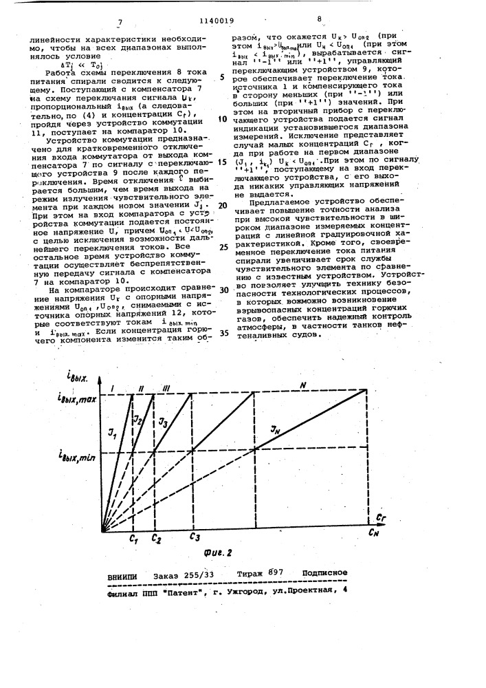 Устройство для измерения концентрации горючих газов (патент 1140019)