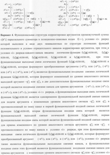 Функциональная структура корректировки аргументов промежуточной суммы &#177;[s&#39;&#39;i] параллельного сумматора в позиционно-знаковых кодах f(+/-) (патент 2362204)