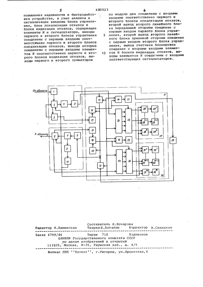 Устройство для контроля системы телемеханики с решающей обратной связью (патент 680023)