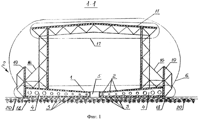 Пространственная фундаментная платформа, объединенная с резервуаром в замкнутую систему, для строительства на слабых, вечномерзлых, пучинистых грунтах и в сейсмических зонах (варианты) (патент 2273697)