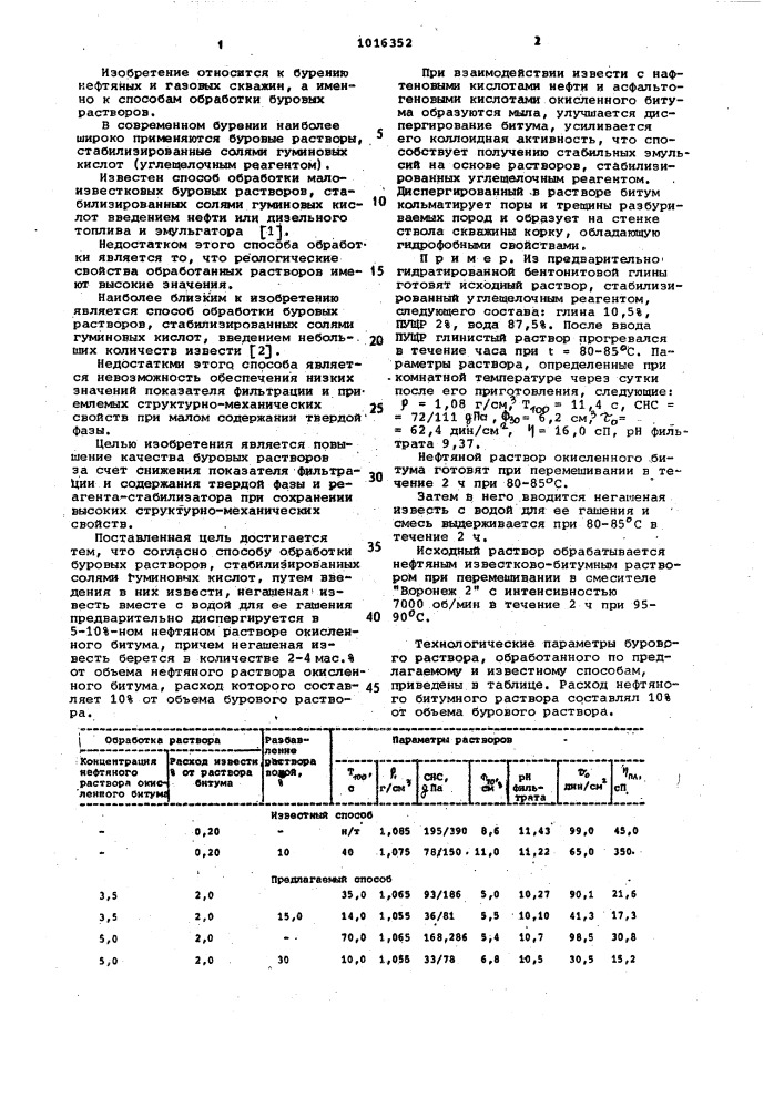 Способ обработки буровых растворов, стабилизированных солями гуминовых кислот (патент 1016352)