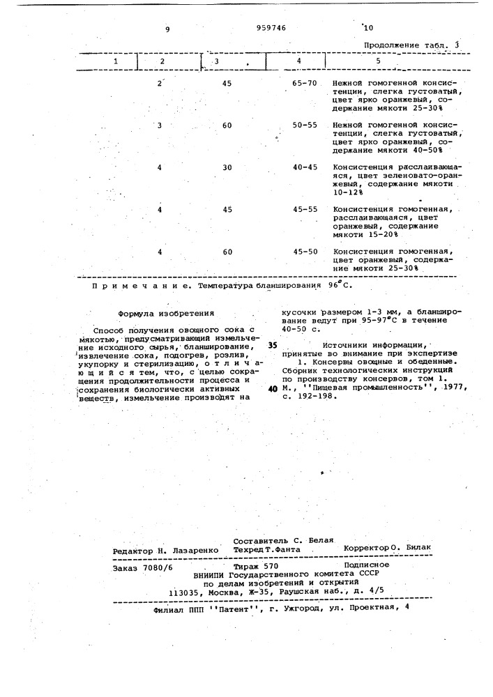Способ получения овощного сока с мякотью (патент 959746)