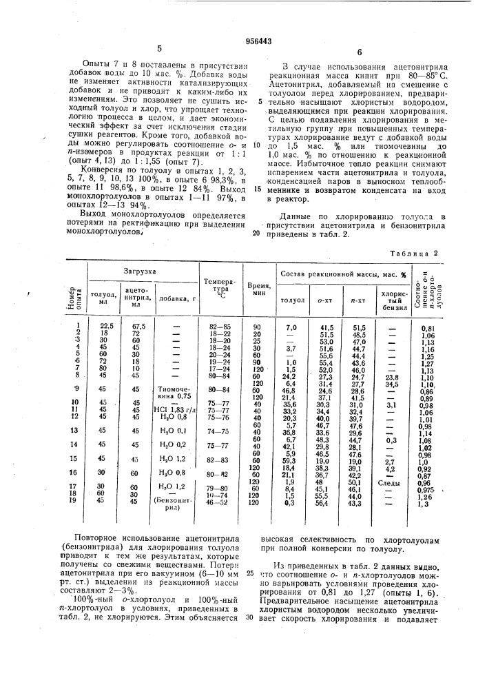 Способ получения монохлортолуолов (патент 956443)