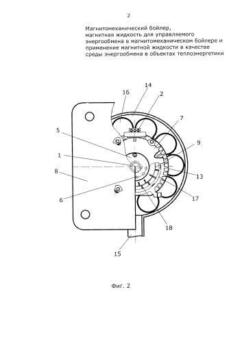Магнитомеханический бойлер, магнитная жидкость для управляемого энергообмена в магнитомеханическом бойлере и применение магнитной жидкости в качестве среды энергообмена в объектах теплоэнергетики (патент 2578240)