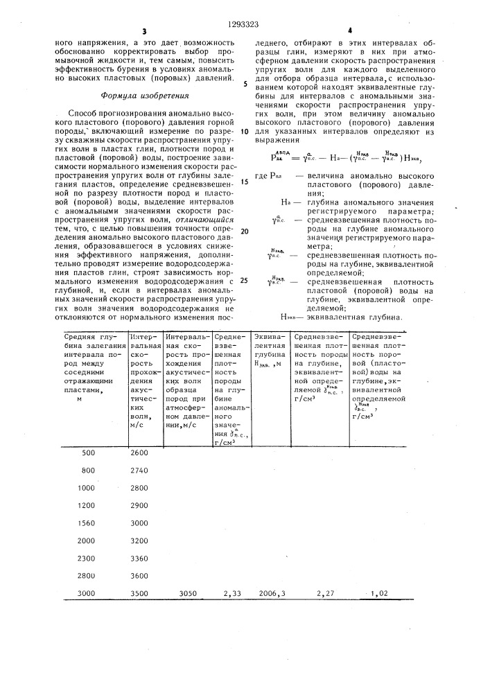 Способ прогнозирования аномально высокого пластового /порового/ давления горной породы (патент 1293323)