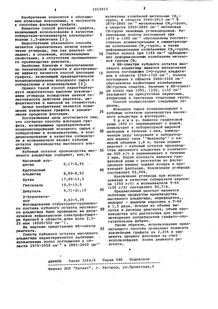 Способ флотации графита (патент 1015915)