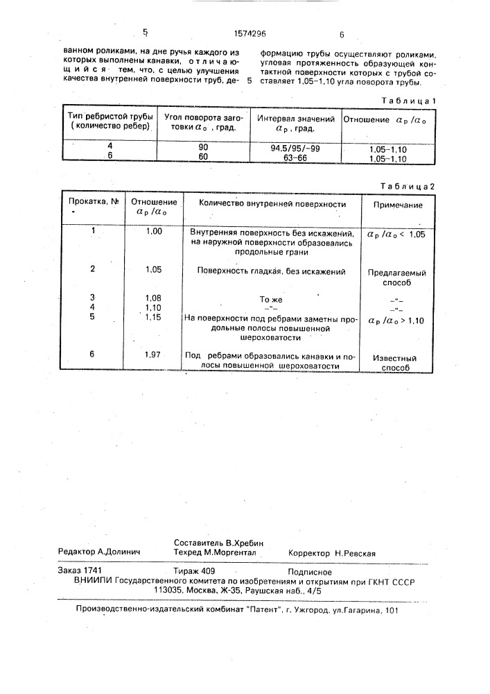 Способ периодической прокатки тонкостенных ребристых труб (патент 1574296)