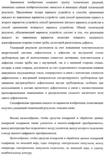 Внутритрубный дефектоскоп (варианты) и способ его применения (патент 2400738)