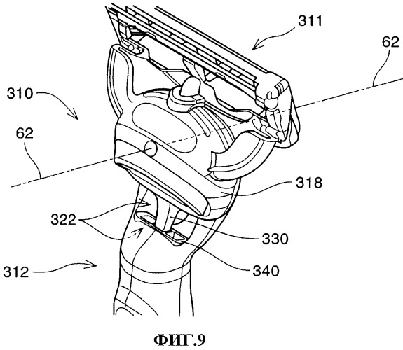Безопасный бритвенный прибор с поворачивающимся лезвийным блоком (патент 2450913)
