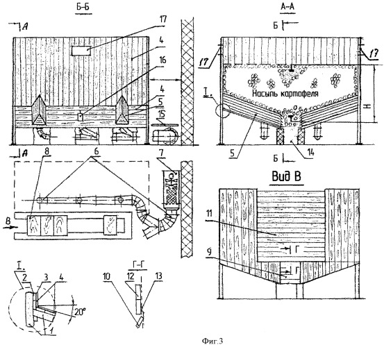 Способ хранения посадочного картофеля и устройство закромного картофелехранилища (патент 2437273)