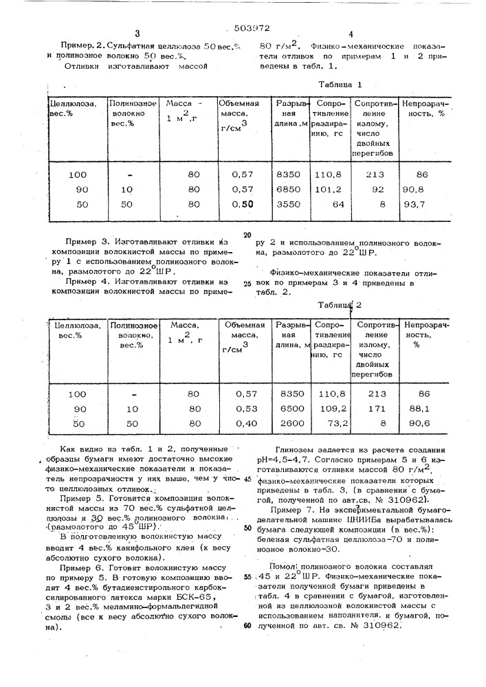 Волокнистая масса для изготовления печатных видов бумаги (патент 503972)