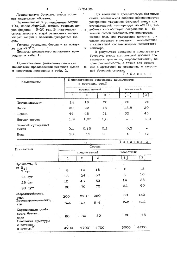 Бетонная смесь (патент 872488)