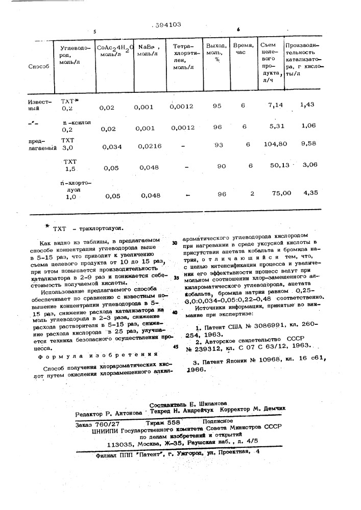 Способ получения хлорароматических кислот (патент 594103)