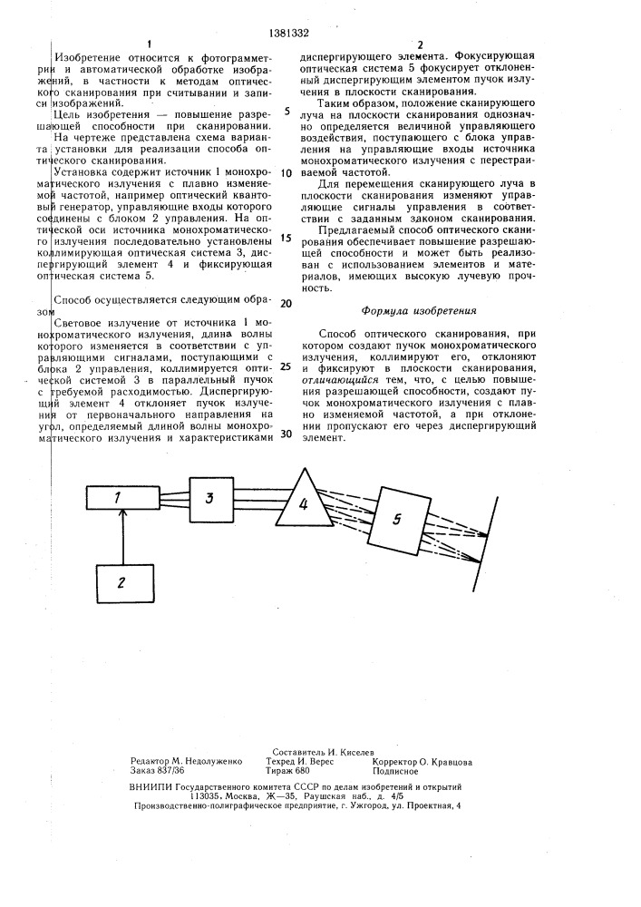 Способ оптического сканирования (патент 1381332)