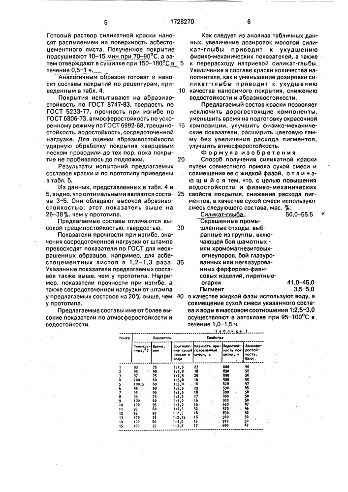 Способ получения силикатной краски (патент 1728270)