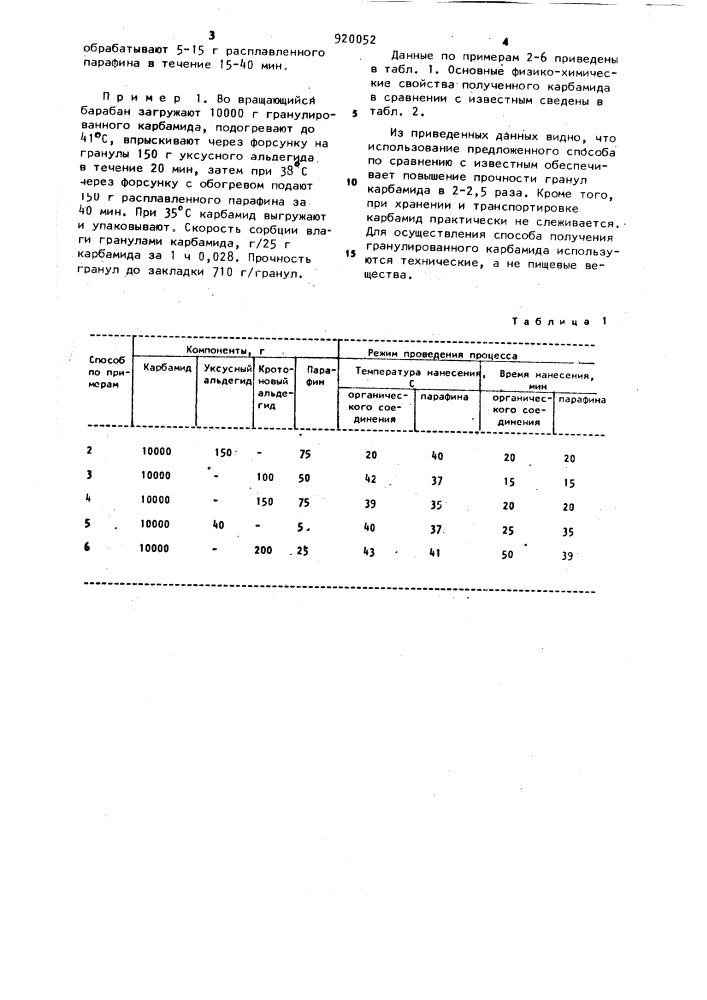 Способ получения гранулированного карбамида (патент 920052)