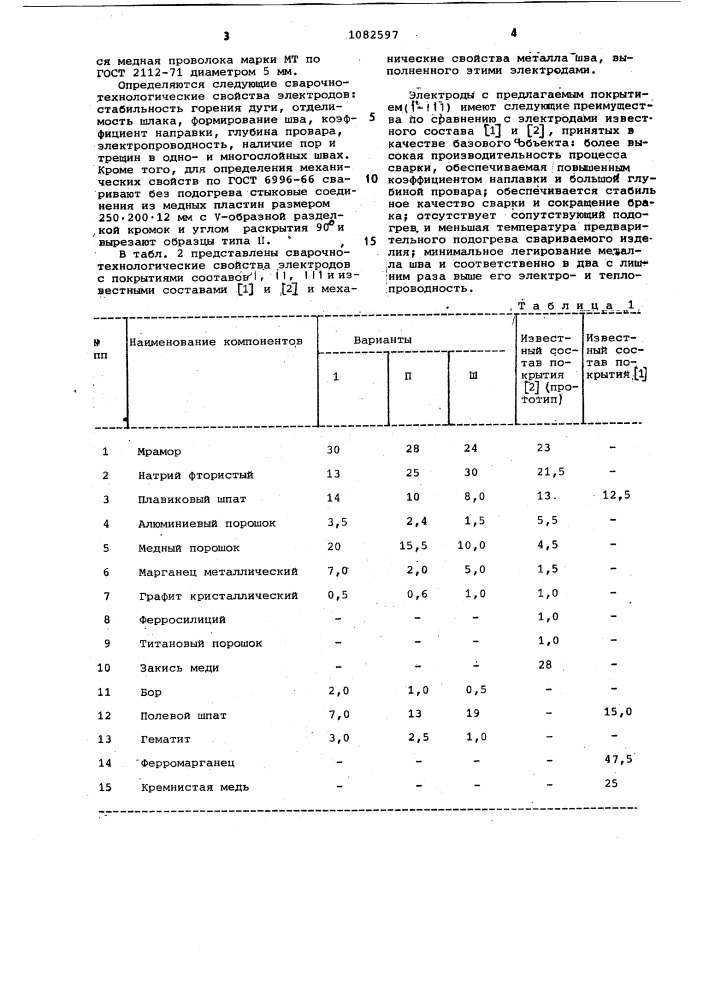 Состав электродного покрытия (патент 1082597)