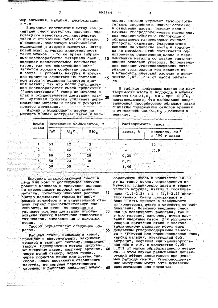 Способ дегазации стали (патент 692864)