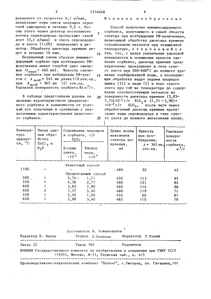 Способ получения люминесцирующего сорбента (патент 1534048)