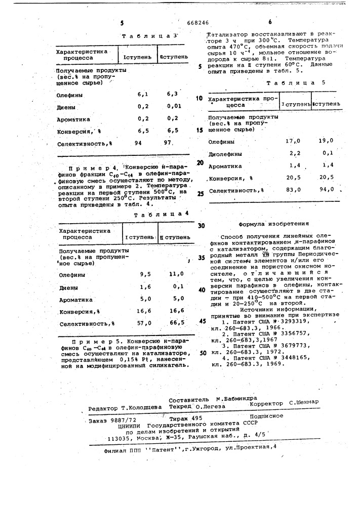 Способ получения линейных олефинов (патент 668246)