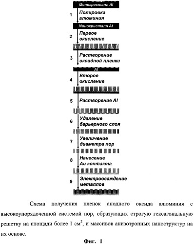 Способ получения анодного оксида алюминия с высокоупорядоченной пористой структурой и способ формирования массивов анизотропных наноструктур на его основе (патент 2555366)