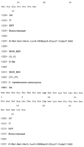 Соединения оксинтомодулина (варианты), фармацевтическая композиция на их основе, способы лечения и профилактики ожирения и сопутствующих заболеваний (варианты) и лекарственное средство (варианты) (патент 2485135)