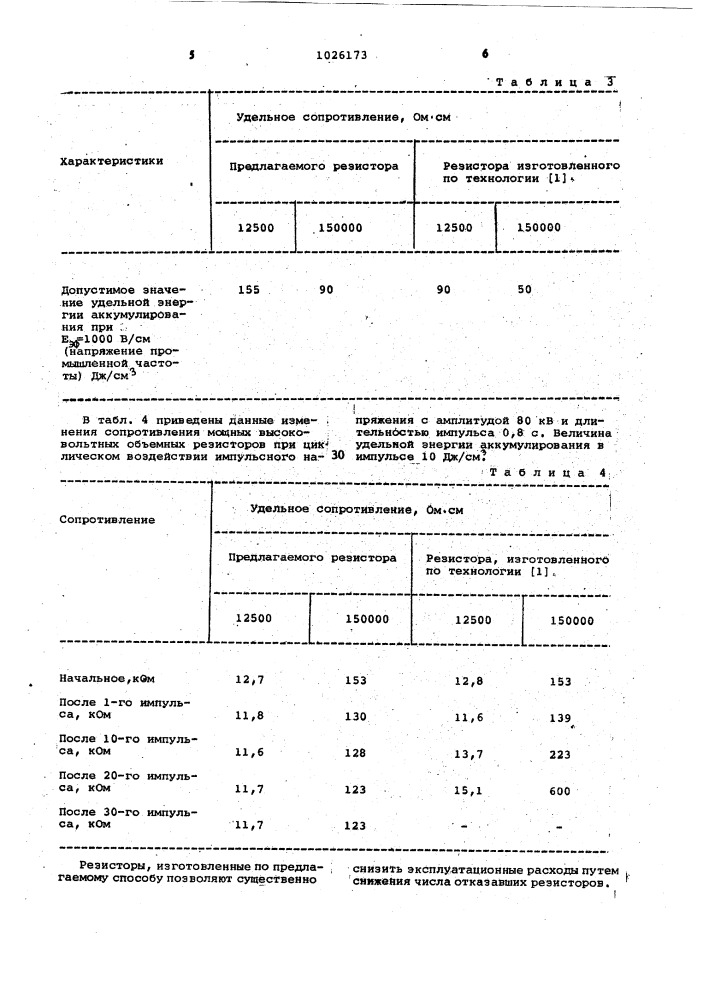 Способ изготовления высоковольтного объемного резистора (патент 1026173)