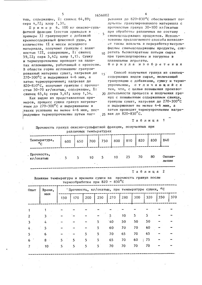 Способ получения гранул из свинецсодержащих видов сырья (патент 1656002)