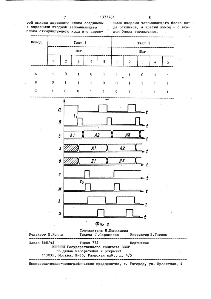 Устройство функционального контроля логических блоков (патент 1377784)