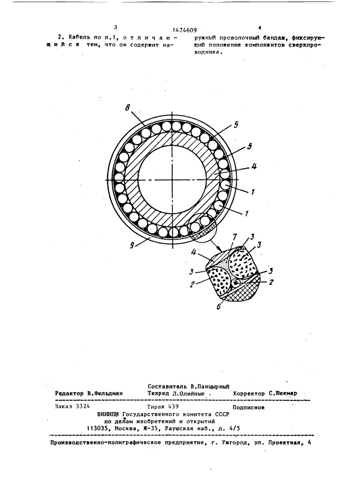Сверхпроводящий кабель для магнитных элементов ускорителей (патент 1424609)